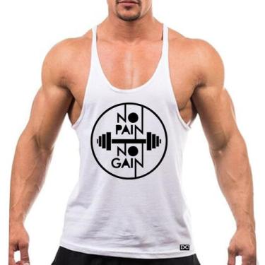 Imagem de Regata Cavada Masculina Estilo Nadador Estampada No Pain No Gain - Mar