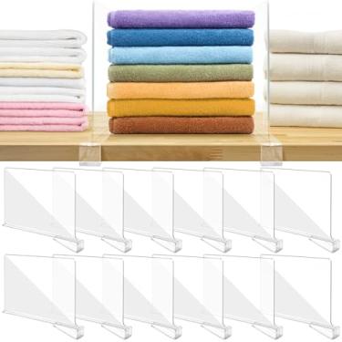 Imagem de Bgtecho Pacote com 12 divisórias de prateleira de acrílico, divisor de acrílico transparente para roupas/bolsas, separadores de armário de prateleira de madeira, organizador de armário de prateleira,