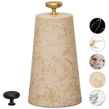 Imagem de Batente de porta decorativo de mármore creme, batente de porta bonito com alça de ferro fundido, batente de porta pesado para sua porta interna ou externa, peso pesado do batente de porta / rocha para decoração de casa (2 botões, 2,7 kg)