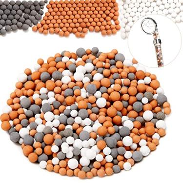 Imagem de Grânulos de filtro de chuveiro de substituição bolas minerais aniônicas pedras purificadoras para filtro de água purificadora cabeça de chuveiro 3 tipos (9 pacotes, diâmetro 5-6 mm, 7-8 mm, 8-9 mm)