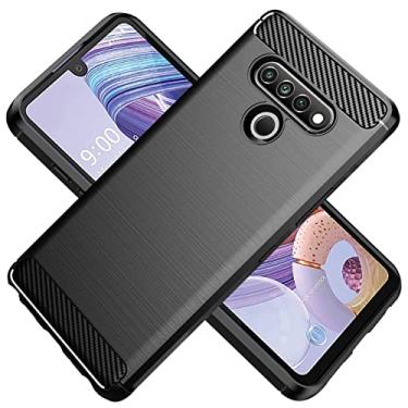 Imagem de HTXWXJC Capa para LG Stylo 6, capa para LG K71 LM-Q730TM LM-Q730HA, capa protetora fina de borracha TPU de fibra de carbono antiarranhões à prova de choque para LG Stylo 6 preta