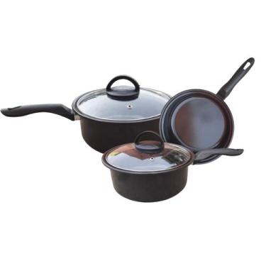 Imagem de Jogo de Panelas cerâmica 5peçasF fogão indução cooktop - Lê Black