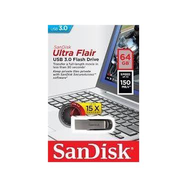 Imagem de Pen Drive Sandisk Flair 64Gb Drive Flash - Usb 3.0 150Mb/S