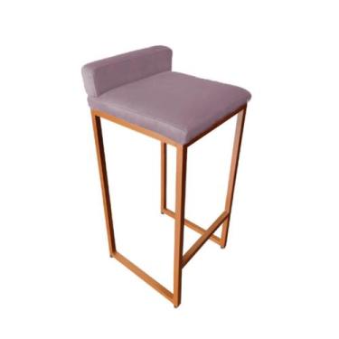 Imagem de Banco Banqueta Cadeira Grécia Base Metal Bronze Veludo - Fina Mobília,