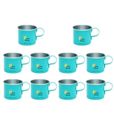 Imagem de Kit 10 Canecas Coloridas Xícaras Retrô Em Alumínio Café Chá - DI ALUMÍ