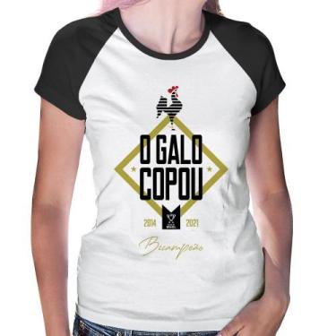 Imagem de Baby Look Raglan O Galo Copou! - Foca na Moda, Branco, Preto, G