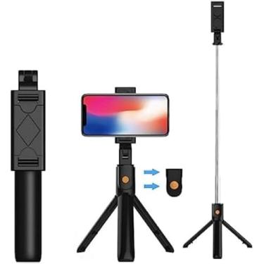 Imagem de Bastão Pau de Selfie Bluetooth Tripé Com Controle Disparador Em Suas Mãos Retrátil Multifuncional Sem Fio Dobrável Extensível Para Smartphones Android/IOS PREMIUM
