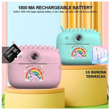 Imagem de Câmera Infantil Instantânea Filmadora Full Hd 32GB + 10 Rolos  Filme -