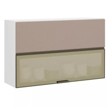 Imagem de Armário Basculante Misto Perola 120 cm 2 Portas Alumínio e com Vidro R