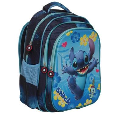 Imagem de Bolsa Escolar Infantil Resistente Alças Costas Stitch Fofa - Plike