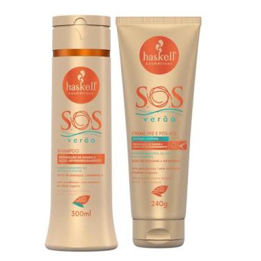 Imagem de  Kit Haskell SOS Verão Pré e Pós Sol Shampoo 300ml  e Creme Leave In M