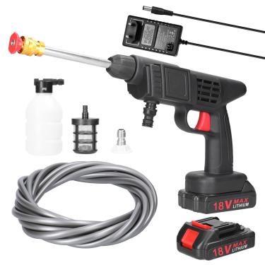 Imagem de Pruie 18v casa sem fio de alta pressão ferramenta lavagem carro portátil máquina limpeza automóvel lavadora com garrafa espuma