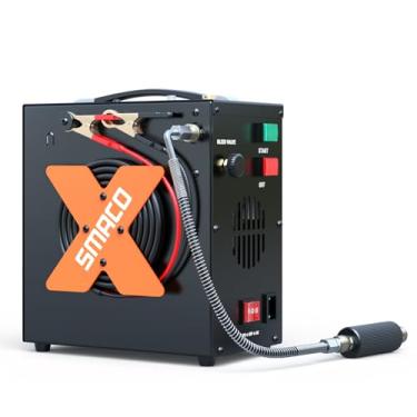 Imagem de SMACO Compressor de ar PCP 4500Psi/30Mpa Compressor de ar de alta pressão Paintball Scuba Tank Compressor HPA Pump Fill Station Auto-stop, sem óleo, alimentado por 12V DC ou 110V/220V AC com separador