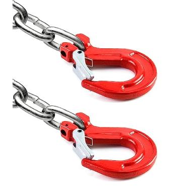 Imagem de yakicag Pacote com 2 Ganchos de Estilingue de Liga de Aço Forjado Grau 80 com Trava, Acabamento Pintado, Ganchos de Corrente de Segurança de 3/8", Limite de Carga de Trabalho de 6944 Libras (3,15 T)