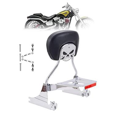 Imagem de Kinglemc Sissy Bar Encosto Bagageiro para Harley Breakout Fxsb Fxse Fxst com Kit de Ancoragem (Prata, Sem Cravejado)