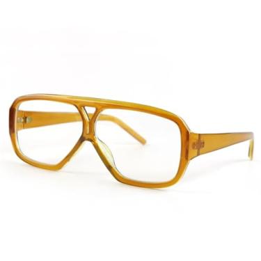 Imagem de HCPIHF Óculos de sol retrô de armação grande com feixe duplo para homens e mulheres, óculos resistentes a raios UV, Tawny Anti, uv, tamanho único