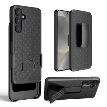 Imagem de HIDAHE Capa coldre para Sumsung Galaxy S24 FE, Combo Shell & Holster Slim Shell Case para homens com suporte integrado + clipe giratório para cinto para Sumsung Galaxy S24 FE versão 2024 SOMENTE,