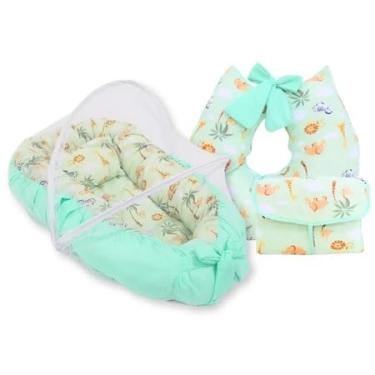 Imagem de Kit Completo para o Conforto e Cuidado do Bebê – Ninho com Mosquiteiro, Almofada de Amamentação e Trocador! (Safari Verde)