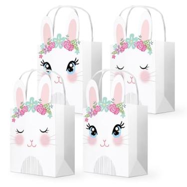 Imagem de WEEPA Pacote com 16 sacos de papel de Páscoa para crianças, coelhinho fofo, sacos de presente de festa, sacos de doces para chá de bebê de aniversário