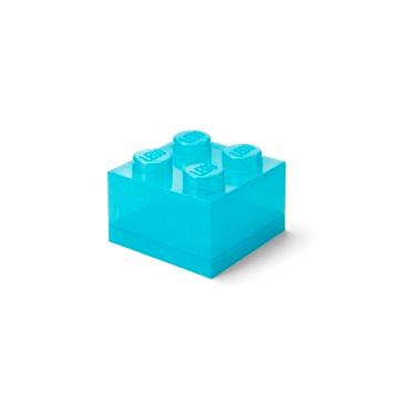 Imagem de LEGO Storage Brick 4 puxadores com glitter azul claro – Caixa de armazenamento de plástico empilhável com tampa para crianças e adultos, organizador de mesa e caixa de brinquedos