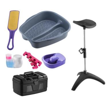 Imagem de Kit Manicure Pedicure Tripé Maleta Tigela mão Bacia Pés Lixa Separador