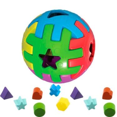 Imagem de Brinquedo Educativo 1 Ano Bola Bebês Encaixar Kendy 14cm