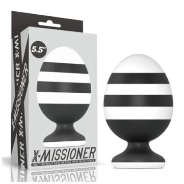 Imagem de Plug Anal Com Listras 14 X 8,5Cm Ventosa Confortável Seguro e Versátil Silicone Premium