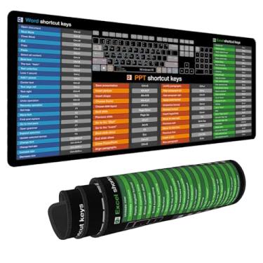 Imagem de Lucocia Mouse pad Excel Office Shortcut Keys - Tapete de rato grande com folha de referências estendida para jogos | Tapete de teclado para planilha de escritório para PC | Mousepad antiderrapante com