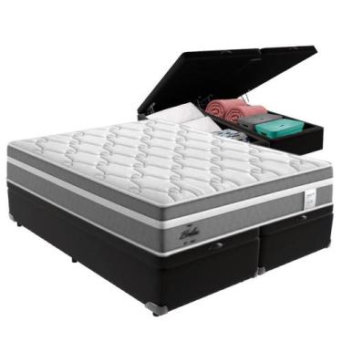 Imagem de Cama Box Baú Queen Preto + Colchão Berlim Molas Ensacadas Probel