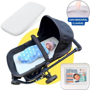 Imagem de Colchonete p/ Carrinho Bebê Moisés Capa Removível Universal ninho mini