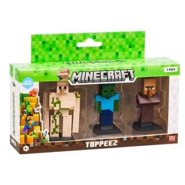 Imagem de Kit Pack Brinquedo 3 Bonecos Ação Minecraft 3D Colecionáveis