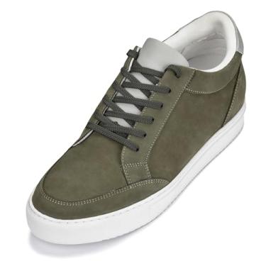 Imagem de CALTO Tênis masculino invisível que aumenta a altura – Tênis casual leve com cadarço – 8 cm mais alto, Oliva, 9
