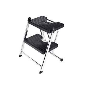 Imagem de Escada Dobrável Cromada 2 Degraus Compacta 120Kg Anodilar