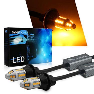 Imagem de Syneticusa 3157 Canbus Ready Amarelo / Âmbar LED Frontal/Traseira Lâmpada de Estacionamento DRL Sem Hyper Flash Tudo em Um com Resistores Embutidos (30 LEDs)