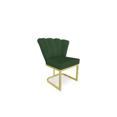Imagem de Cadeira de Jantar Pétala Base Metal Gold Veludo - Montanaris Decor (VERDE)