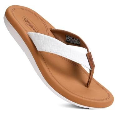 Imagem de AEROTHOTIC Chinelos femininos com suporte de arco – Slip On Recovery Plantar Fascite Alívio ortopédico – Sandálias femininas leves de amortecimento – Tapete de ioga para uso interno e externo, Branco
