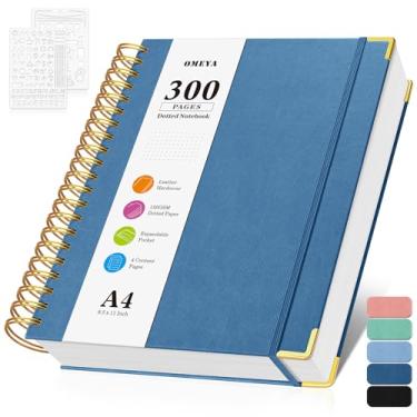 Imagem de Caderno espiral com marcadores pontilhados, 300 páginas, cadernos de couro com conteúdos, 120 g/m2 de espessura, sem vazamento, cadernos de papel A4 Dot Grid para mulheres e homens, escrita de