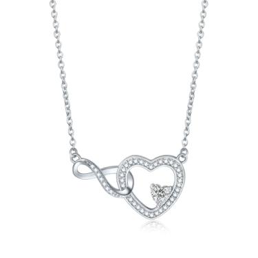 Imagem de Exqele Colar de coração para mulheres, pingente de coração infinito, colar de pedra de nascimento de cristal personalizado, presentes de aniversário de formatura para mãe, esposa, filha, namorada