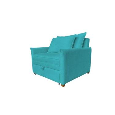 Imagem de Poltrona Cama Monica Boucle - Estopar, Boucle Azul Turquesa