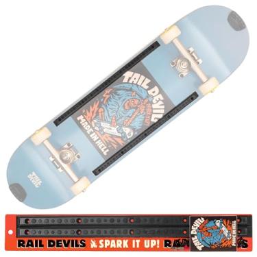 Imagem de Trilhos de skate Rail Devils Sparking da Tail Devil | Trilhos de deck de skate com pederneiras infundidas para faíscas | Efeito de faísca legal durante deslizamentos de prancha | Acessório definitivo