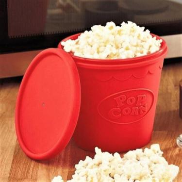 Imagem de Balde De Pipoca Pipoqueira De Microondas Silicone Com Tampa Casa Cozin