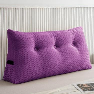 Imagem de ZOEMO Cabeceira triangular grande reforçada, suporte de posicionamento do encosto, descanso de cama, almofadas de leitura, cabeceira, almofadas de cunha para cama de dia com capa removível