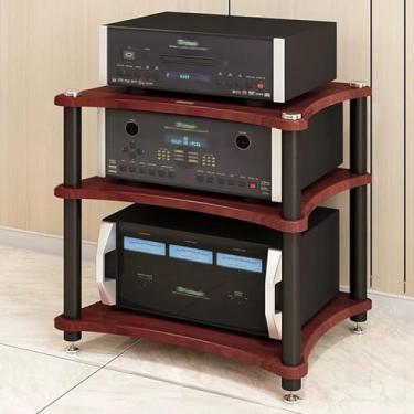 Imagem de Suporte De Mídia, Rack De áudio De Chão Multicamadas, Estrutura De Aço De Metal, Gabinete De Armazenamento De Mídia De áudio Moderno - Design Ao Ar L, Walnut Color, 23.6x3.9"/60x10cm