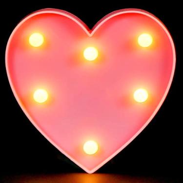 Imagem de GPUSFAK Letras iluminadas com letreiro - LED número de letra luz decoração para casamento casamento aniversário decoração de mesa rosa coração