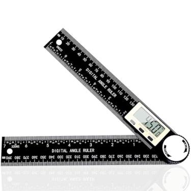 Imagem de PDDYIER Transferidor de ângulo localizador, transferidor de serra de esquadria 2 em 1, régua de ângulo ABS de 7 polegadas/200 mm, ferramenta de medição de ângulo de esquadria de alta precisão para