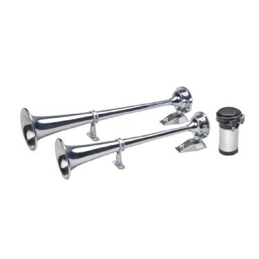 Imagem de Wolo (150) buzina de trompete cromada Xtreme da Sea Alert – 12 volts, tom baixo e alto