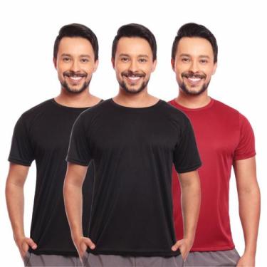 Imagem de Kit 3 Camisas Masculina Manga Curta Dry Fit Proteção Uv - Brás e Cia, 