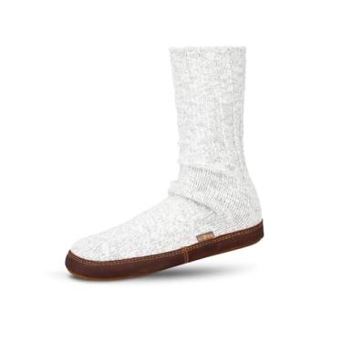 Imagem de Acorn Meias femininas e masculinas originais, palmilha acolchoada flexível com sola de camurça, comprimento médio, Torção de algodão cinza claro, XX-Large