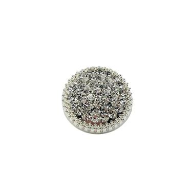 Imagem de vingol 10 Peças De Botões Redondos Metal Com Strass Para Roupas, Acessórios Costura Faça Você Mesmo, Decoração Casamento, Atacado, Moda Luxo (Prata, 18 Mm)
