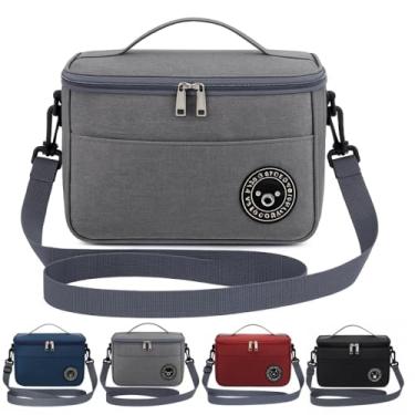 Imagem de Bolsa Térmica para Marmita, Lancheira com Alça Ajustável Para Ombro, Lanches Academia Trabalho Fitness Escola Passeio Portátil Masculina Feminina Infantil (Cinza)